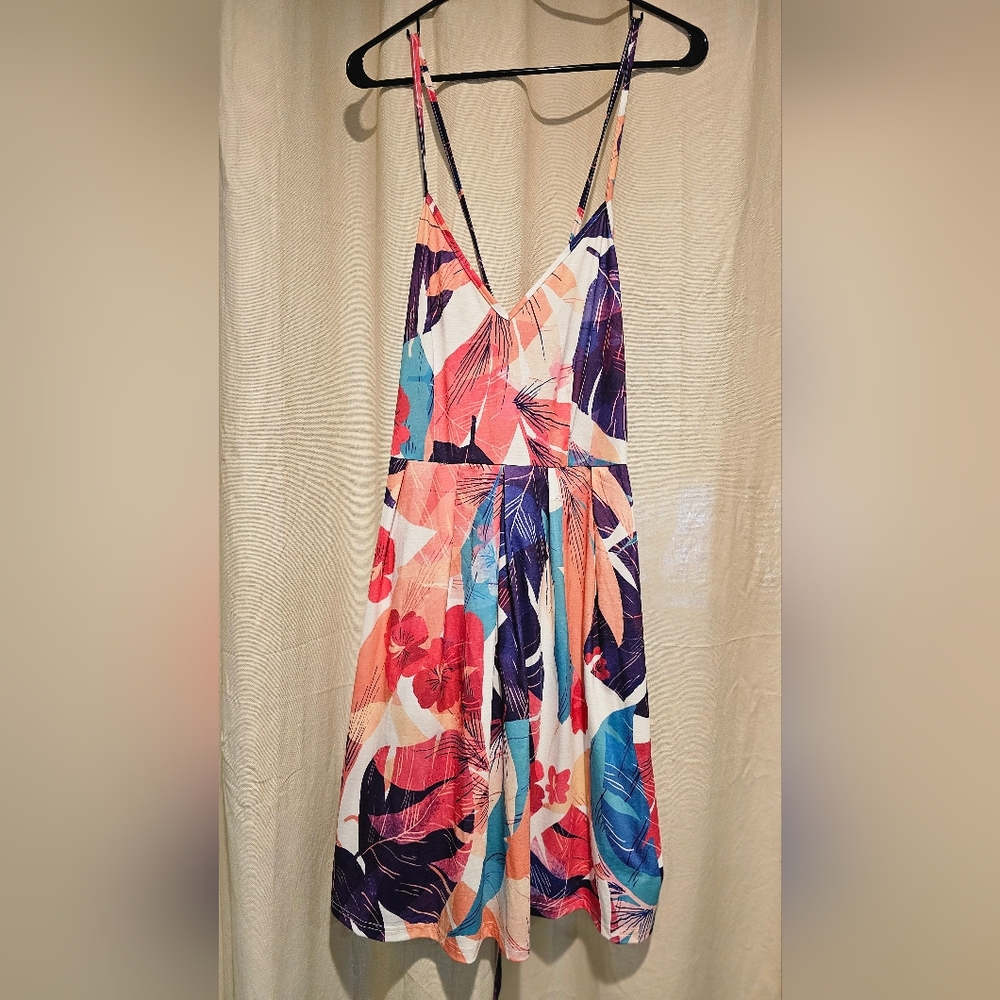 Floral Print Dress with Tropical Colors